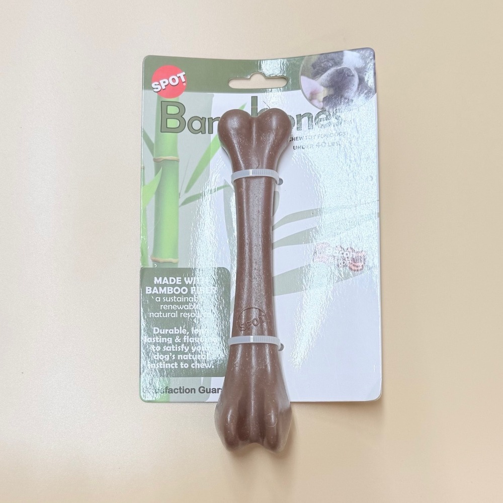 Spot Bam-bones Bamboo Fiber Bacon Flavor Dog Chew Toy for Dogs Under 40lbs 7.25"